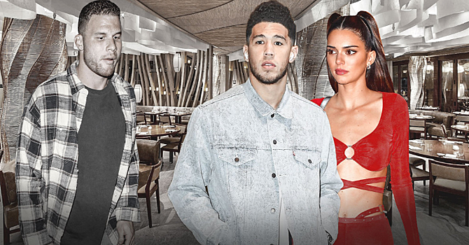 Девин Букер и Кендалл Дженнер случайно встретились в ресторане с Блэйком Гриффином