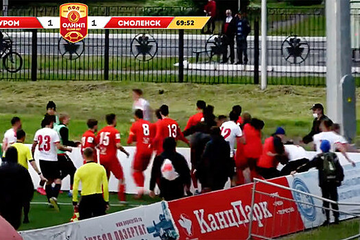 В матче ПФЛ произошла массовая драка