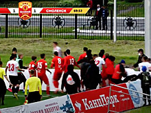 В матче ПФЛ произошла массовая драка