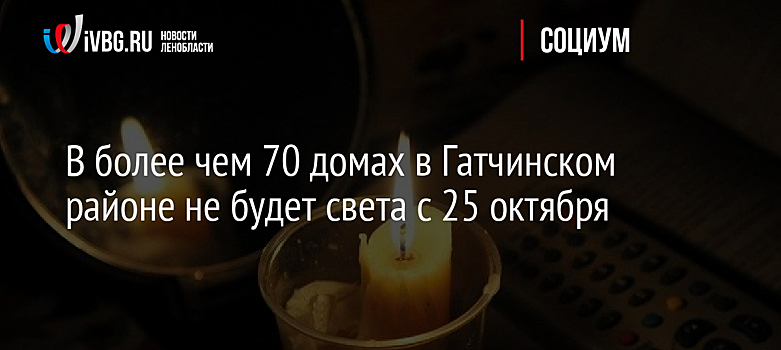 В более чем 70 домах в Гатчинском районе не будет света с 25 октября