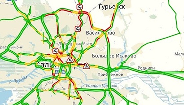 Из-за пяти ДТП в Калининграде образовались пробки на нескольких улицах