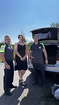 В Ростовской области гаишники помогли автоледи заменить колесо