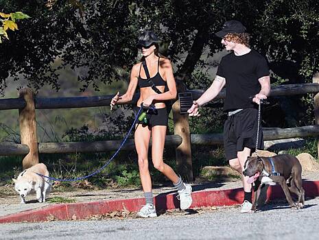Дочь Синди Кроуфорд в бюстгальтере и микрошортах выгуляла собаку