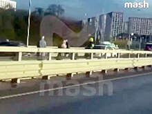 В Новой Москве на видео попали разбитые автомобили после массового столкновения