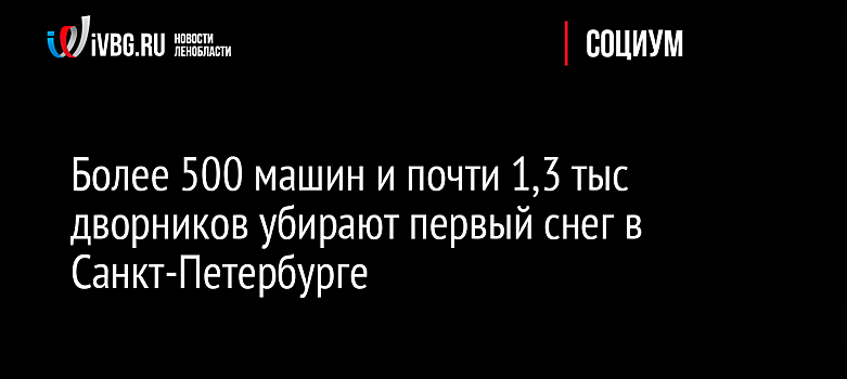 Более 500 машин и почти 1,3 тыс дворников убирают первый снег в Санкт-Петербурге