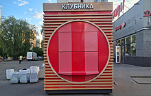 Розовые павильоны для продажи клубники начали устанавливать в Москве