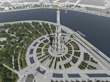 Колокольня Смольного монастыря в саду на Неве