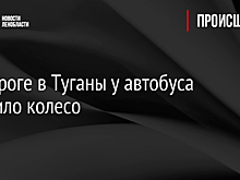 На дороге в Туганы у автобуса спустило колесо