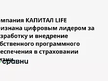 Компания КАПИТАЛ LIFE признана цифровым лидером за разработку и внедрение собственного программного обеспечения в страховании жизни