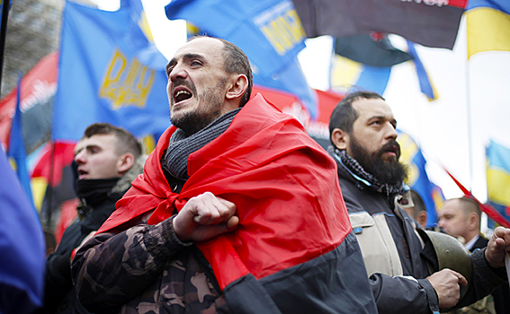 Акция «Марш национального достоинства» в Киеве, посвященная третьей годовщине событий на Майдане, 22 февраля 2017 года