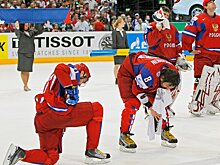 Поражение сборной России от Чехии в финале чемпионата мира 2010 года, удаление Емелина за силовой приём на Ягре, видео