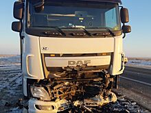 На видео попало, как Lada протаранила грузовик DAF