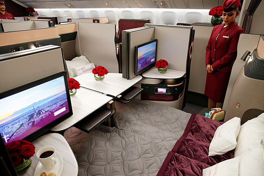 Бизнес-класс самолета Boeing 777 авиакомпании Qatar Airways (Катарские Авиалинии)