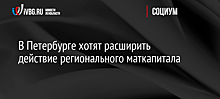 В Петербурге хотят расширить действие регионального маткапитала