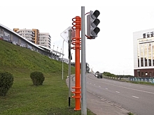 Установка нового светофора на выезде из ЖК «Кемерово-Сити»