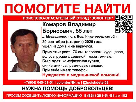 55-летний Владимир Комаров пропал на Бору