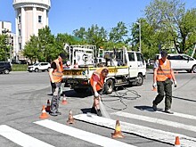 В Хабаровске дорожную разметку нанесли при помощи новой краски местного производителя