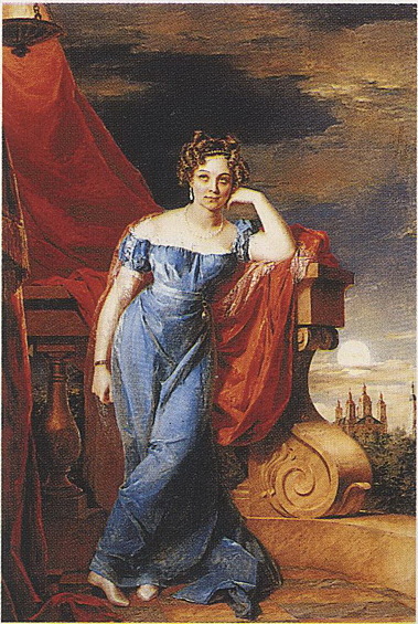 Аграфена Закревская, урождённая графиня Толстая (1799/1800 — 1879). Хозяйка подмосковной усадьбы Ивановское. Пушкин посвятил ей несколько стиховорений, в том числе и "Портрет", точно описывающий красавицу: "как беззаконная комета в кругу расчисленном светил". Была музой поэта Евгения  Баратынского.