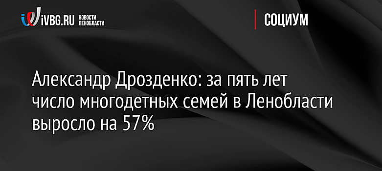 Александр Дрозденко: за пять лет число многодетных семей в Ленобласти выросло на 57%