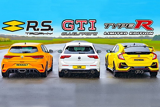 Дрэг-гонка: VW Golf GTI против Renault Megane R.S. и Honda Civic Type R