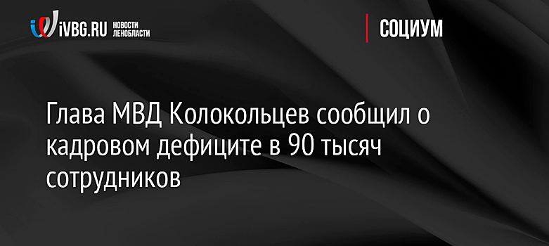 Глава МВД Колокольцев сообщил о кадровом дефиците в 90 тысяч сотрудников