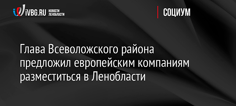 Глава Всеволожского района предложил европейским компаниям разместиться в Ленобласти