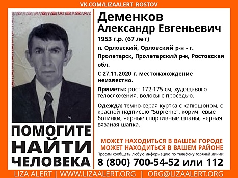 Пропал почти три месяца назад: 67-летнего мужчину разыскивают в Ростовской области