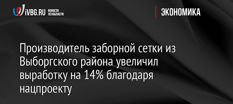 Производитель заборной сетки из Выборгского района увеличил выработку на 14% благодаря нацпроекту