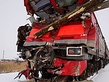 Появилось видео с последствиями столкновения поезда и лесовоза в России