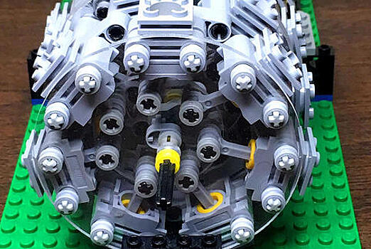 Из Lego собрали работающий  радиальный мотор