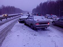 Под Первоуральском рано утром столкнулись четыре легковушки