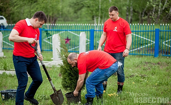 Волонтёры помогли привести в порядок братское захоронение в посёлке Малиновом Курского района