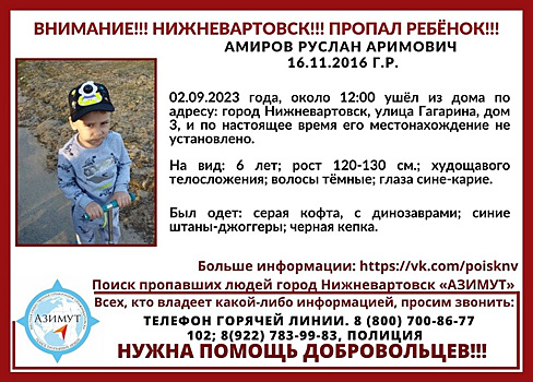 В Нижневартовске пропал шестилетний мальчик