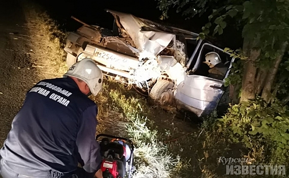 Курская область. Спасатели вызволили из авто заблокированного после ДТП человека
