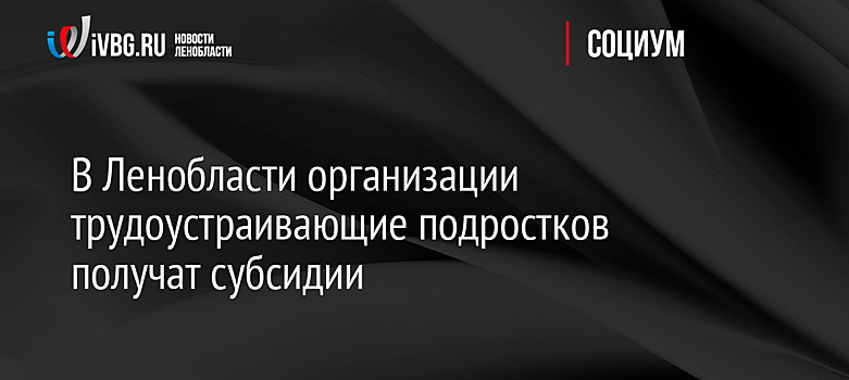 В Ленобласти организации трудоустраивающие подростков получат субсидии