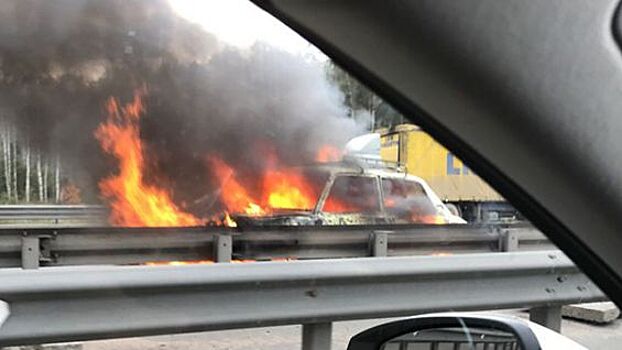 Огненное ДТП с 9 машинами произошло на КАД в Петербурге