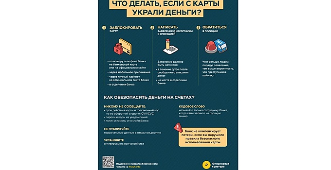 Роспотребнадзор рассказал, что делать, если с карты украли деньги