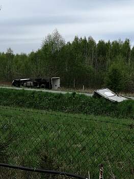 На въезде в Нивенское фура при обгоне улетела в кювет и разлетелась на две части