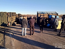 Курская область. На трассе после ДТП перевернулись грузовик и трактор