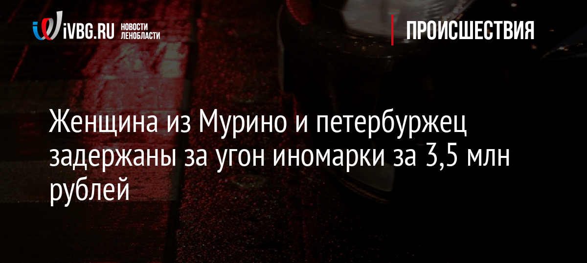 Женщина из Мурино и петербуржец задержаны за угон иномарки за 3,5 млн рублей