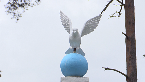 Фигурку голубя вернули на шпиль фонтана в сквере Дубны