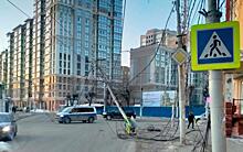 На улице Маяковского в Рязани упали опоры троллейбусной сети