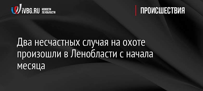 Два несчастных случая на охоте произошли в Ленобласти с начала месяца