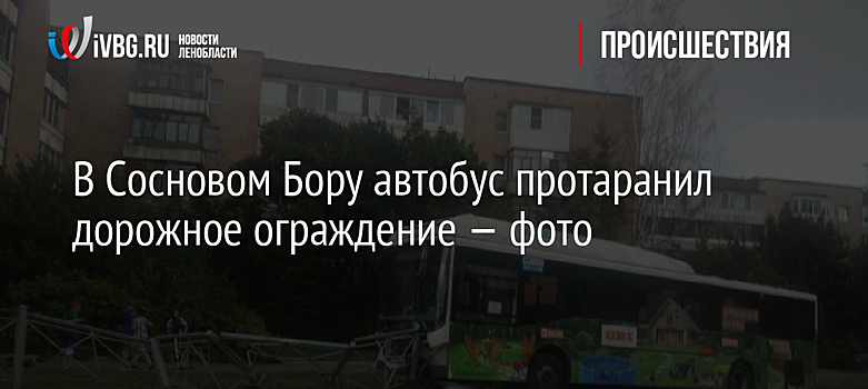 В Сосновом Бору автобус протаранил дорожное ограждение — фото