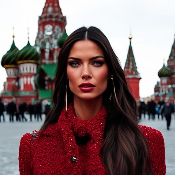 Модель Адриана Лима на фоне Красной площади...