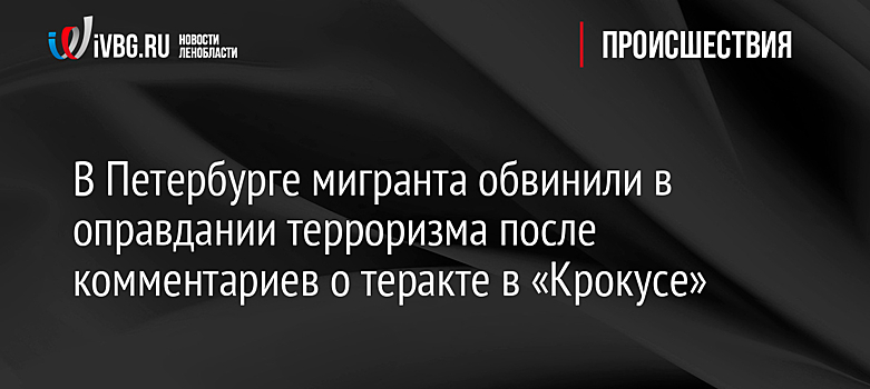 В Петербурге мигранта обвинили в оправдании терроризма после комментариев о теракте в «Крокусе»