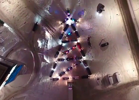 Новогоднюю елку из машин ДПС заметили в Подмосковье