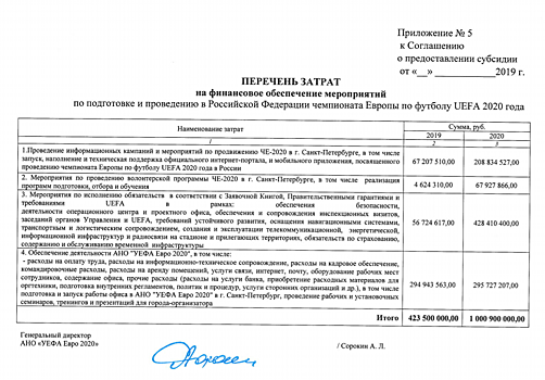 Минспорта выделило деньги на проведение Евро-2020 в России