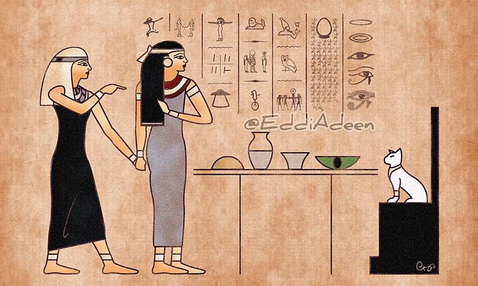 Ситуация с котом, которая произошла в Древнем Египте.