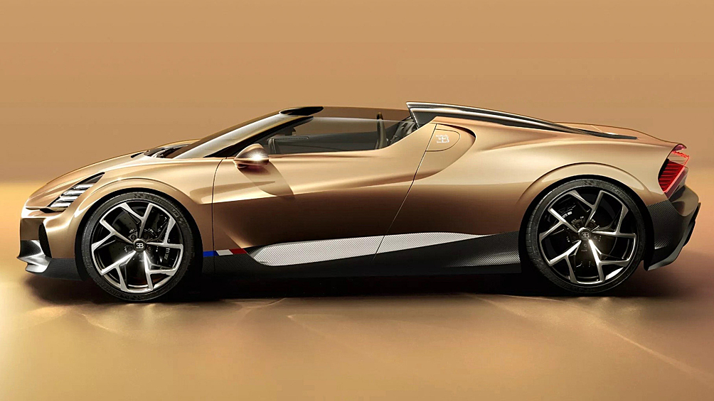 Bugatti W16 Mistral Gold. «Золотой» родстер показали одновременно с Chiron Super Sport Golden Era.